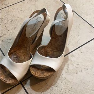 Jessica Simpson white wedge shoe